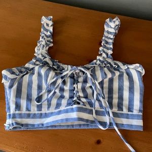Aqua ruffled Crop Top
